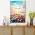 Cross Floral Field Faith Wall Art by Tailored Canvases
