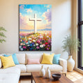 Cross Floral Field Faith Wall Art by Tailored Canvases
