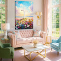 Cross Floral Field Faith Wall Art by Tailored Canvases