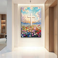 Cross Floral Field Faith Wall Art II by Tailored Canvases