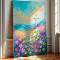 Cross Floral Field Faith Wall Art III by Tailored Canvases