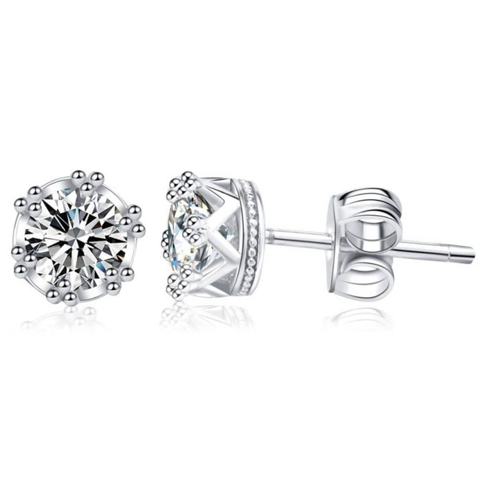 Crown Designed Stud Earring with Cubic Zirconia Stones by DailySale