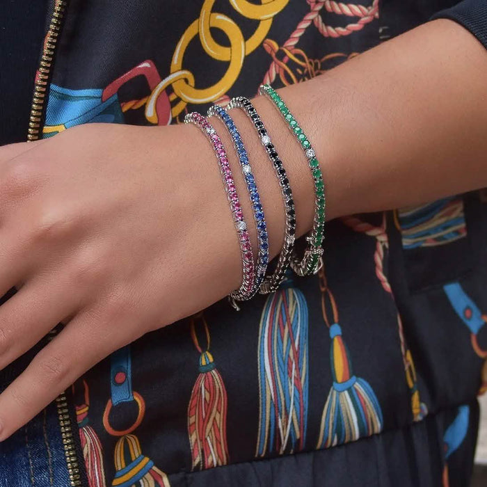 Crystal Accent Colored Stone Tennis Bracelet by DailySale