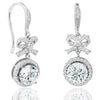 Crystal Bow and Halo Drop Earrings in 18K White Gold
