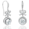 Crystal Bow and Halo Drop Earrings in 18K White Gold by DailySale