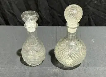 Crystal Glass Whiskey Decanter Set of 2 with Stopper by Price Is Right Miami