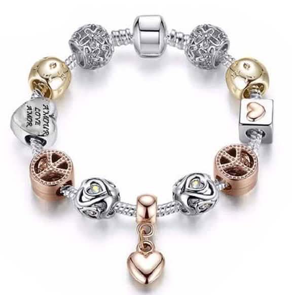Crystal Heart Charm Bracelet In Gold by DailySale