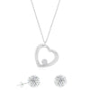 Crystal Heart Necklace and Stud Set