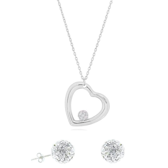 Crystal Heart Necklace and Stud Set by DailySale