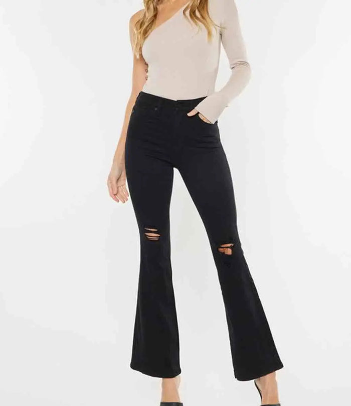 Crystal High Rise Petite Bootcut Jeans - Black by Boutique 23