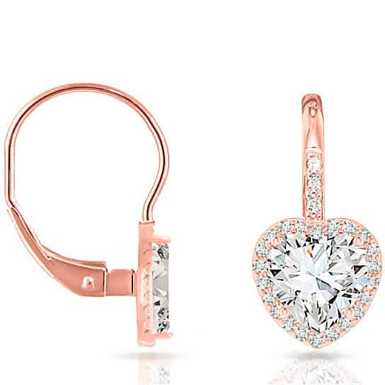 Crystal Lever-back Halo Heart Earrings by DailySale