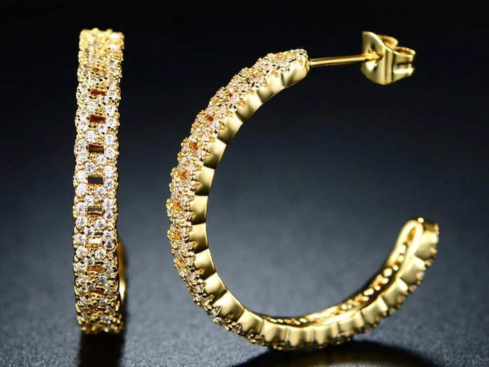 Cuban Chain Hoop Earrings Made with Swarovski Crystals by DailySale