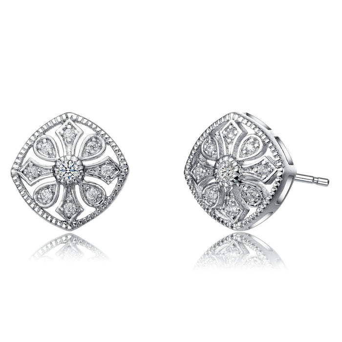 Cubic Zirconia Filigree Stud Earrings by DailySale