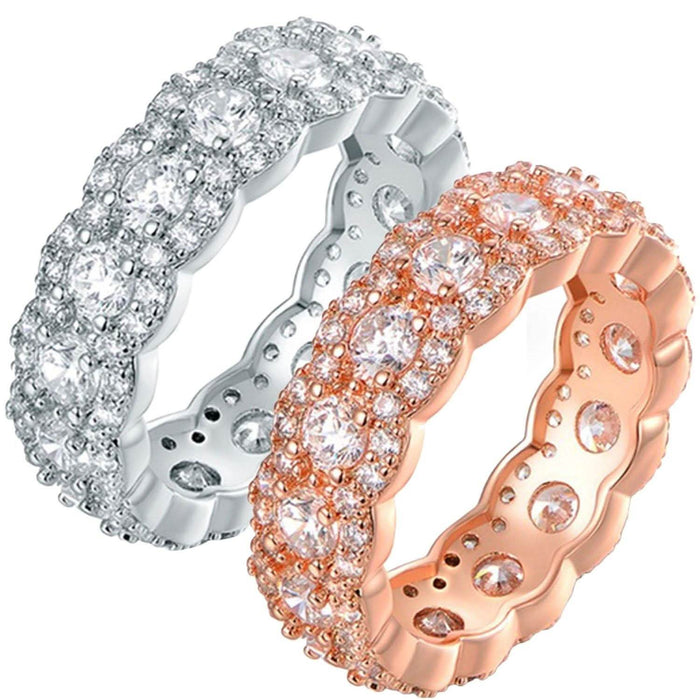 Cubic Zirconia Floral Eternity Band Ring - Assorted Sizes by DailySale