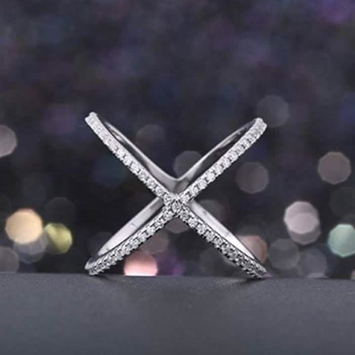 Cubic Zirconia Pave X Ring by DailySale