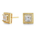 Cubic Zirconia Princess Cable Halo Stud Earrings by DailySale