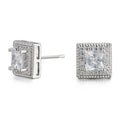 Cubic Zirconia Princess Cable Halo Stud Earrings by DailySale
