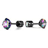 Cubic Zirconia Screw Back Stainless Steel Stud Earrings