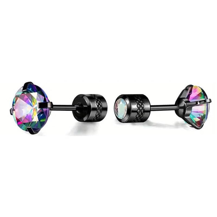 Cubic Zirconia Screw Back Stainless Steel Stud Earrings by DailySale