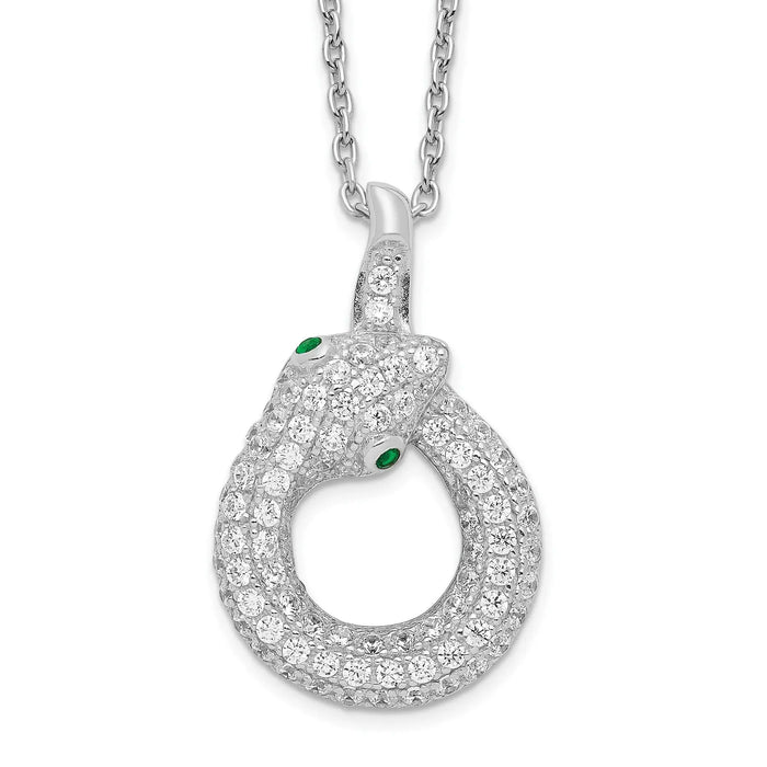 Cubic Zirconia Silver Snake Necklace by Fine Color Jewels