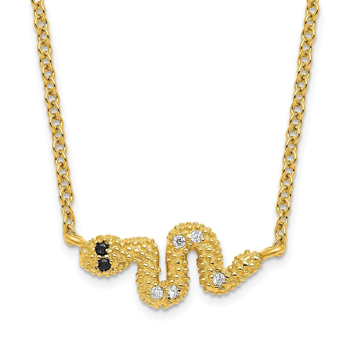 Cubic Zirconia Snake Necklace Silver by Fine Color Jewels