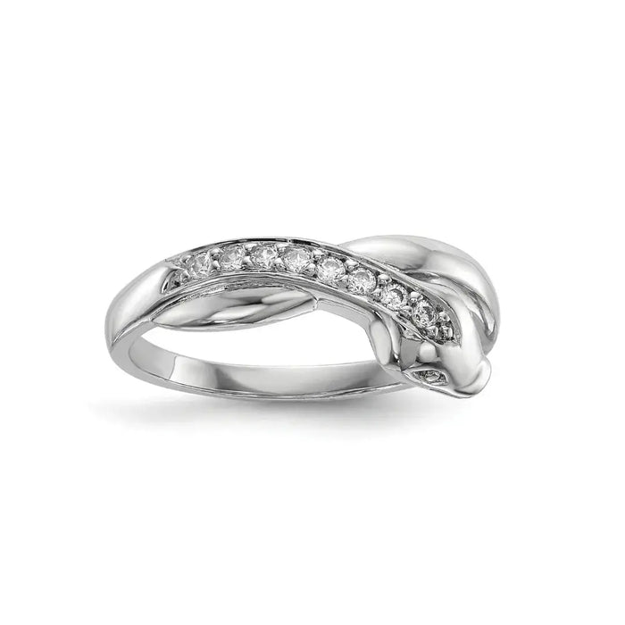 Cubic Zirconia Snake Pave Ring Silver by Fine Color Jewels