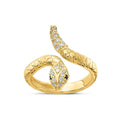 Cubic Zirconia Sterling Silver Snake Ring by Fine Color Jewels