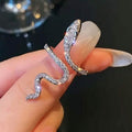 Cubic Zirconia Wrapped Small Snake Opening Adjustable Ring by DailySale