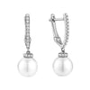 Cultured Pearl Diamond Dangle Earrings 14k Gold