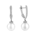 Cultured Pearl Diamond Dangle Earrings 14k Gold by Fine Color Jewels