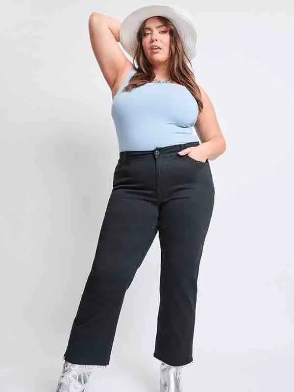 Curvy High Rise Wide Leg Trouser - Black by Boutique 23