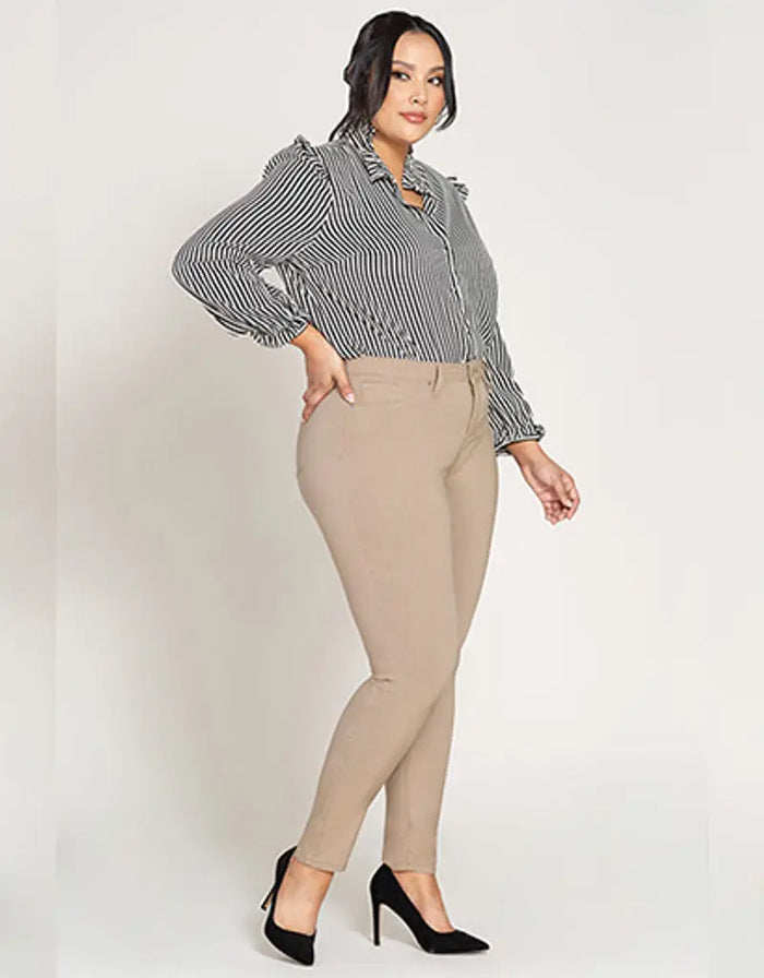 Curvy Mid-Rise Hyperstretch Skinny - Tea Leaf by Boutique 23
