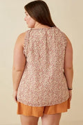 Curvy Ruffle Detail Ditsy Tank - Cream by Boutique 23