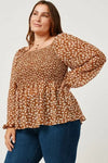 Curvy Square Neck Peplum with Puff Sleeves
