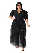 Curvy Button Up Top & Tulle Skirt by The House of Stylez