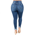 Curvy High Waist Exposed Knee Distressed Jeans by The House of Stylez