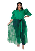 Curvy Button Up Top & Tulle Skirt by The House of Stylez
