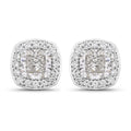 Cushion Lab Grown Diamond Prong Platinum Bridal Halo Stud Earrings by Fine Color Jewels
