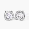 Cushion Lab Grown Diamond Prong Platinum Bridal Halo Stud Earrings by Fine Color Jewels