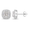 Cushion Lab Grown Diamond Prong Platinum Bridal Halo Stud Earrings by Fine Color Jewels