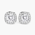 Cushion Lab Grown Diamond Prong Platinum Bridal Halo Stud Earrings by Fine Color Jewels