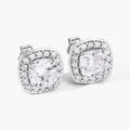 Cushion Lab Grown Diamond Prong Platinum Bridal Halo Stud Earrings by Fine Color Jewels