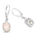 Cushion Pink Ethiopian Opal Prong Silver Leverback Dangle Earrings by Fine Color Jewels