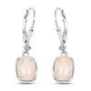 Cushion Pink Ethiopian Opal Prong Silver Leverback Dangle Earrings