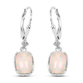 Cushion Pink Ethiopian Opal Prong Silver Leverback Dangle Earrings by Fine Color Jewels