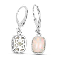 Cushion Pink Ethiopian Opal Prong Silver Leverback Dangle Earrings by Fine Color Jewels