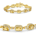 Cushion Yellow Citrine & Diamond Prong Silver Tennis Bracelet by Fine Color Jewels