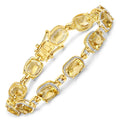Cushion Yellow Citrine & Diamond Prong Silver Tennis Bracelet by Fine Color Jewels
