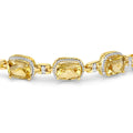 Cushion Yellow Citrine & Diamond Prong Silver Tennis Bracelet by Fine Color Jewels