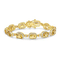 Cushion Yellow Citrine & Diamond Prong Silver Tennis Bracelet by Fine Color Jewels